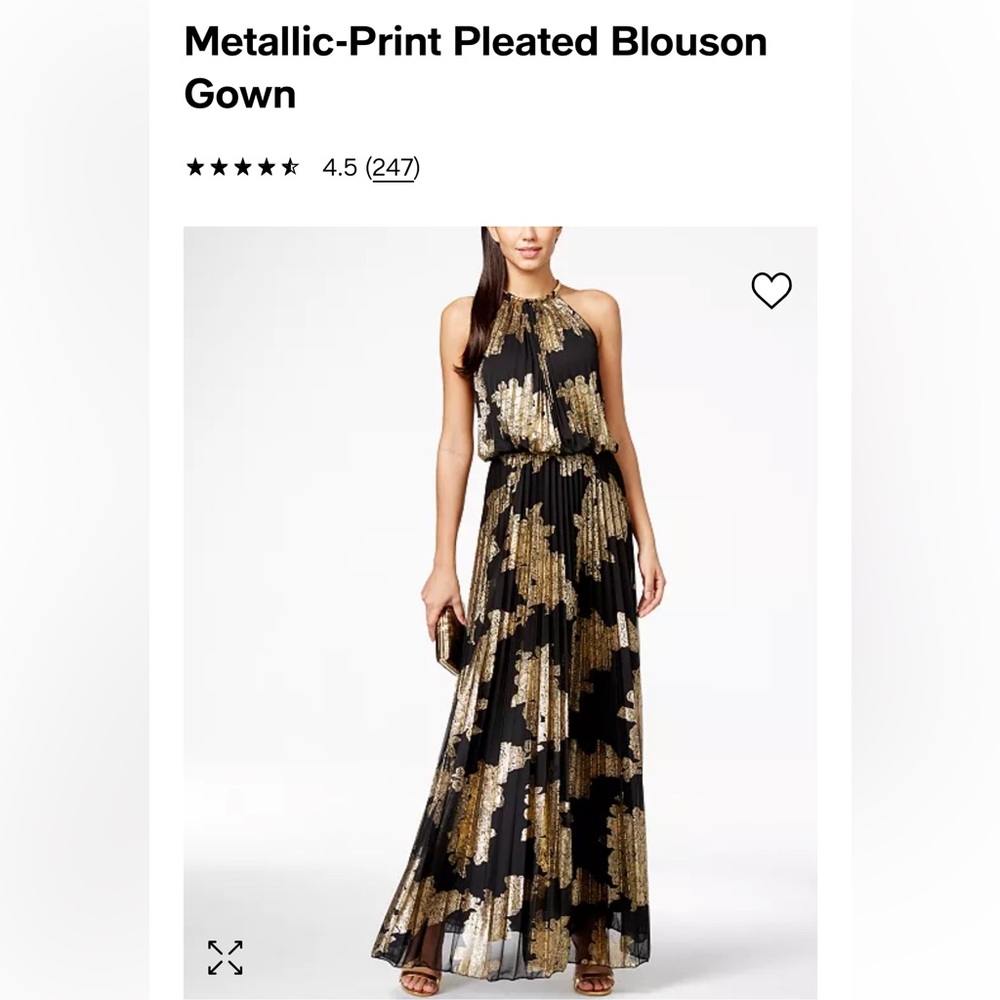 Metallic print pleated dress